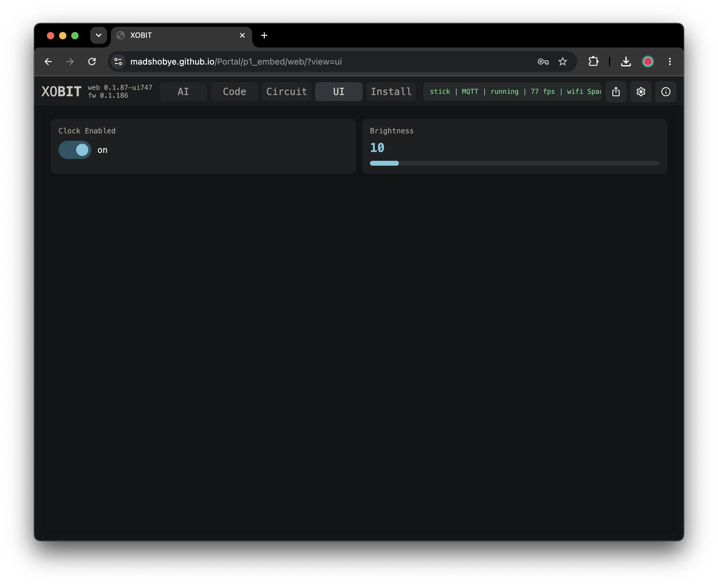 XOBIT live UI controls for a running sketch